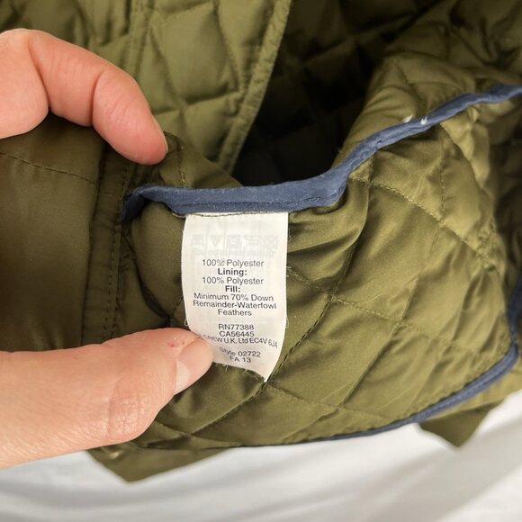 J. Crew Dark Green Quilted Jacket w/ Brown Corduroy Collar Women's Size M - Picture 8 of 11